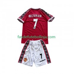 Camisola 1º Equipamento Manchester United Beckham 7 1998 1999 Manga Curta Retro ,Criança
