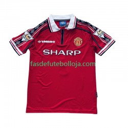 Camisola 1º Equipamento Manchester United Beckham 7 1998 1999 Manga Curta Retro ,Homem