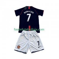 Camisola 2º Equipamento Manchester United Cristiano Ronaldo 7 2007 2008 Manga Curta Retro ,Criança