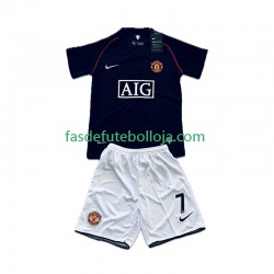 Camisola 2º Equipamento Manchester United Cristiano Ronaldo 7 2007 2008 Manga Curta Retro ,Criança