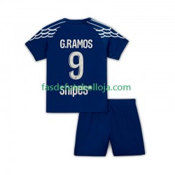 Camisola 4º Equipamento Paris Saint-Germain Goncalo Ramos 9 2024-2025 Manga Curta ,Criança
