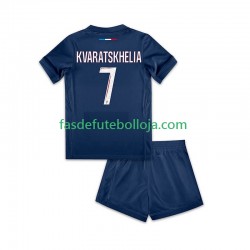 Camisola 1º Equipamento Paris Saint-Germain Khvicha Kvaratskhelia 7 2024-2025 Manga Curta ,Criança