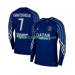 Camisola 4º Equipamento Paris Saint-Germain Khvicha Kvaratskhelia 7 2024-2025 Manga Comprida ,Homem