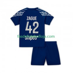 Camisola 4º Equipamento Paris Saint-Germain Zague 42 2024-2025 Manga Curta ,Criança