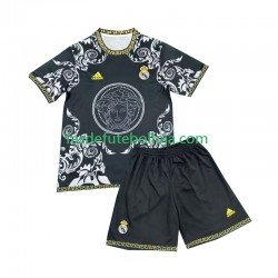 Camisola 1º Equipamento Real Madrid Preto Versace Edition 2024-2025 Manga Curta ,Criança