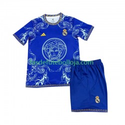 Camisola 1º Equipamento Real Madrid Azul Versace Edition 2024-2025 Manga Curta ,Criança