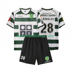Camisola 1º Equipamento Sporting CP Cristiano Ronaldo 28 2001 2003 Manga Curta Retro ,Criança