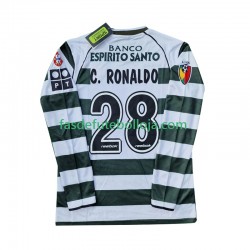 Camisola 1º Equipamento Sporting CP Cristiano Ronaldo 28 2001 2003 Manga Comprida Retro ,Homem