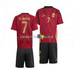 Camisola 1º Equipamento Seleção Belga De Bruyne 7 Euro 2024 Manga Curta ,Criança