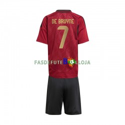 Camisola 1º Equipamento Seleção Belga De Bruyne 7 Euro 2024 Manga Curta ,Criança