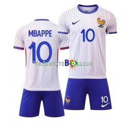 Camisola 2º Equipamento Seleção Francesa Mbappé 10 Euro 2024 Manga Curta ,Criança