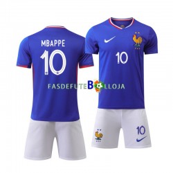 Camisola 1º Equipamento Seleção Francesa Mbappé 10 Euro 2024 Manga Curta ,Criança