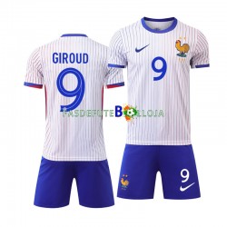 Camisola 2º Equipamento Seleção Francesa Olivier Giroud 9 Euro 2024 Manga Curta ,Criança