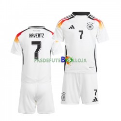 Camisola 1º Equipamento Seleção Alemã Havertz 7 Euro 2024 Manga Curta ,Criança