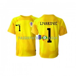 Camisola Guarda-redes 1º Equipamento Seleção Croata Dominik Livakovic 1 World Cup 2022 Manga Curta ,Homem