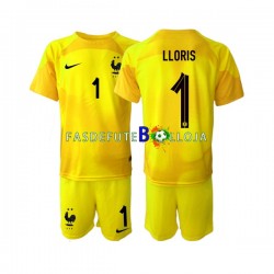 Camisola Guarda-redes 3º Equipamento Seleção Francesa Hugo Lloris 1 World Cup 2022 Manga Curta ,Criança