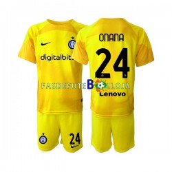 Camisola Guarda-redes 2º Equipamento Inter de Milão Andre Onana 24 2022-2023 Manga Curta ,Criança
