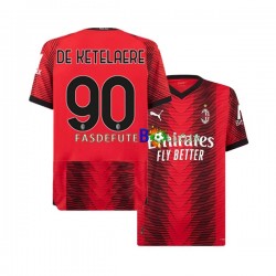Camisola 1º Equipamento AC Milan Charles De Ketelaere 90 2023-2024 Manga Curta ,Homem