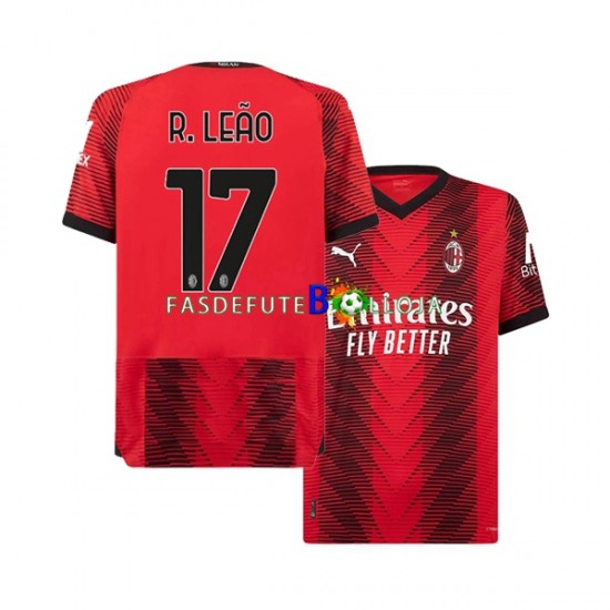 Camisola 1º Equipamento AC Milan Rafael Leao 17 2023-2024 Manga Curta ,Homem Camisola 1º Equipamento AC Milan Rafael Leao 17 2023-2024 Manga Curta ,Homem