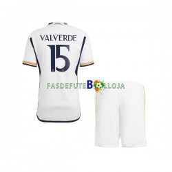 Camisola 1º Equipamento Real Madrid Federico Valverde 15 2023-2024 Manga Curta ,Criança