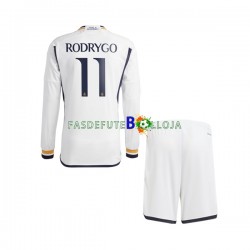 Camisola 1º Equipamento Real Madrid Rodrygo Goes 11 2023-2024 Manga Comprida ,Criança