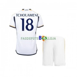 Camisola 1º Equipamento Real Madrid TCHOUAMENI 18 2023-2024 Manga Curta ,Criança