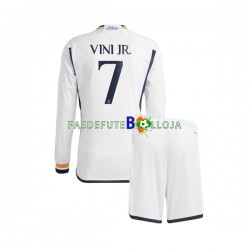 Camisola 1º Equipamento Real Madrid Vinicius Junior 7 2023-2024 Manga Comprida ,Criança