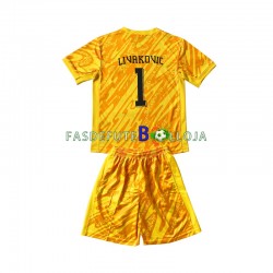 Camisola Guarda-redes 1º Equipamento Seleção Croata DOMINIK LIVAKOVIC 1 Euro 2024 Manga Curta ,Criança
