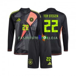 Camisola Guarda-redes 1º Equipamento Seleção Alemã Ter Stegen 22 Euro 2024 Manga Comprida ,Criança