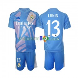 Camisola Guarda-redes 1º Equipamento Real Madrid Andriy Lunin 13 2024-2025 Manga Curta ,Criança