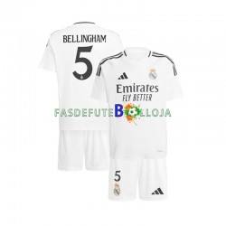 Camisola 1º Equipamento Real Madrid Jude Bellingham 5 2024-2025 Manga Curta ,Criança