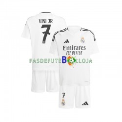 Camisola 1º Equipamento Real Madrid Vinicius Junior 7 2024-2025 Manga Curta ,Criança