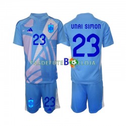 Camisola Guarda-redes 1º Equipamento Seleção Espanhola Unai Simon 23 Euro 2024 Manga Curta ,Criança