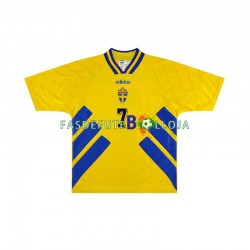 Camisola 1º Equipamento Seleção Sueca Henrik Larsson 7 1994 Manga Curta Retro ,Homem