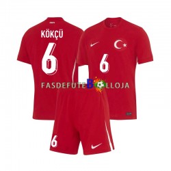 Camisola 2º Equipamento Seleção Turca Orkun Kokcu 6 Euro 2024 Manga Curta ,Criança