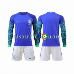 Camisola 2º Equipamento Seleção Brasileira World Cup 2022 Manga Comprida ,Criança