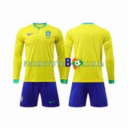 Camisola 1º Equipamento Seleção Brasileira World Cup 2022 Manga Comprida ,Criança