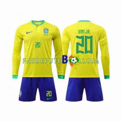 Camisola 1º Equipamento Seleção Brasileira Vinicius Junior 20 World Cup 2022 Manga Comprida ,Criança