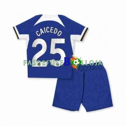 Camisola 1º Equipamento Chelsea Moises Caicedo 25 2023-2024 Manga Curta ,Criança