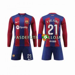 Camisola 1º Equipamento FC Barcelona Frenkie de Jong 21 2023-2024 Manga Comprida ,Criança