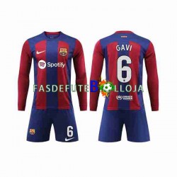 Camisola 1º Equipamento FC Barcelona GAVI 6 2023-2024 Manga Comprida ,Criança
