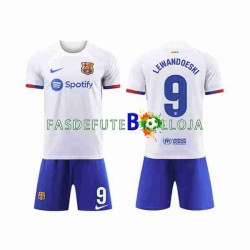 Camisola 2º Equipamento FC Barcelona LEWANDOWSKI 9 2023-2024 Manga Curta ,Criança