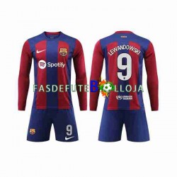 Camisola 1º Equipamento FC Barcelona LEWANDOWSKI 9 2023-2024 Manga Comprida ,Criança