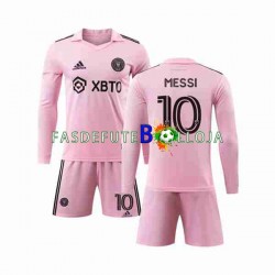 Camisola 1º Equipamento Inter Miami Lionel Messi 10 2023-2024 Manga Comprida ,Criança