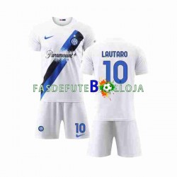 Camisola 2º Equipamento Inter de Milão Lautaro Martinez 10 2023-2024 Manga Curta ,Criança