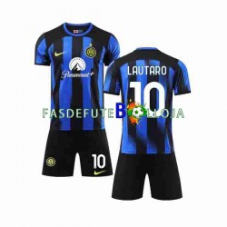 Camisola 1º Equipamento Inter de Milão Lautaro Martinez 10 2023-2024 Manga Curta ,Criança