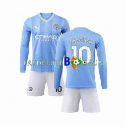 Camisola 1º Equipamento Manchester City Grealish 10 2023-2024 Manga Comprida ,Criança