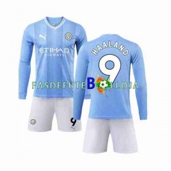 Camisola 1º Equipamento Manchester City Haaland 9 2023-2024 Manga Comprida ,Criança