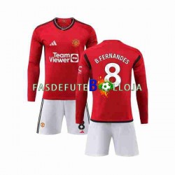 Camisola 1º Equipamento Manchester United B Fernandes 8 2023-2024 Manga Comprida ,Criança