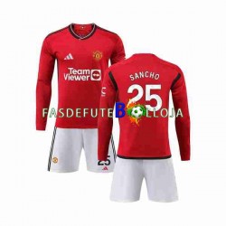 Camisola 1º Equipamento Manchester United Sancho 25 2023-2024 Manga Comprida ,Criança